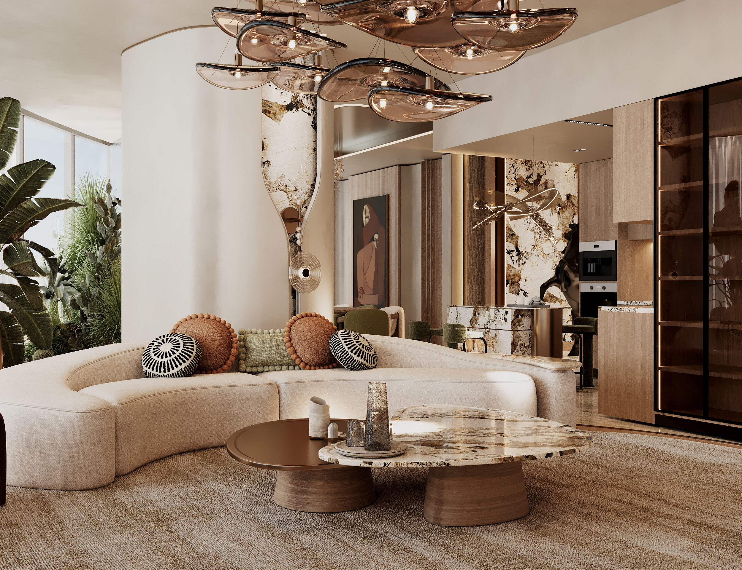 Burj Khalifa - Five bedroom apartment — Residential interior design, Dubai, UAE (view 6) | تصميم شقق برج خليفة, ديكور شقق دبي, تشطيب شقق فاخرة دبي, تصميم داخلي 5 غرف, ديكورات شقق دبي الإمارات | Burj Khalifa apartment design, Dubai luxury apartment interior, 5-bedroom apartment finishing, premium residential design Dubai
